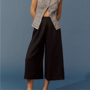 NWT By Anthropologie Linen Pleated Culotte Trouser Pants size xs oversized